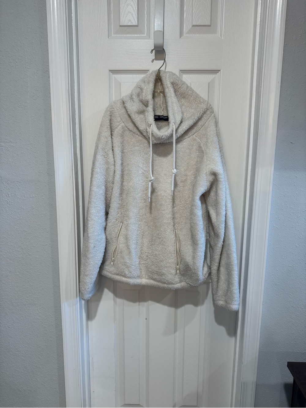 Roma Cream Plush Sherpa Cowl neck Jacket